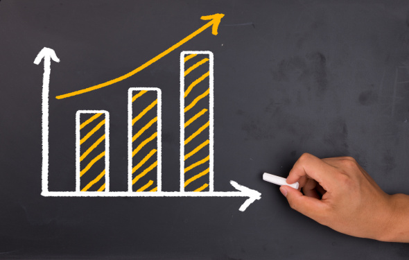financial graph on blackboard