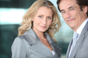 Businesswoman and businessman