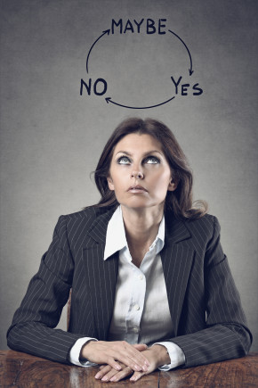 Businesswoman trying to make a decision