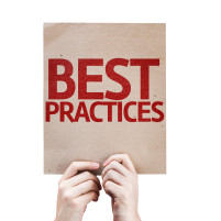 Hands holding sign that says "BEST PRACTICES"
