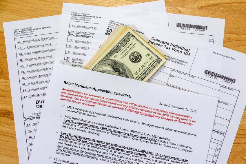 Colorado marijuana tax forms and money