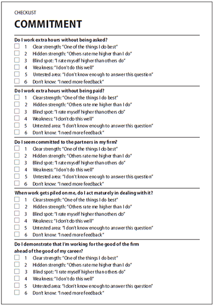 Checklist regarding commitment