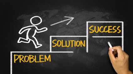 business concept:problem solution success