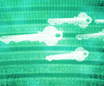 Keys against background of data