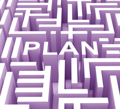 Maze with word "plan" at the center