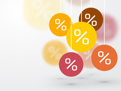 Percentage signs on round hanging tags