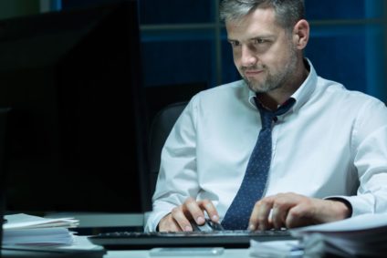 Hard-working man in office