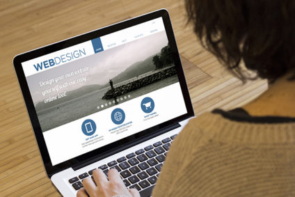 Woman designing a website