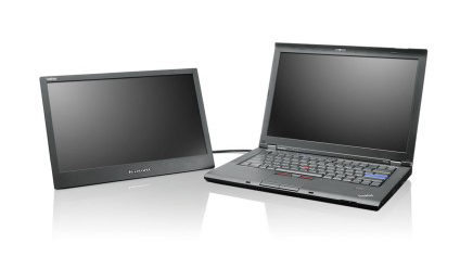 Laptop with portable monitor attached